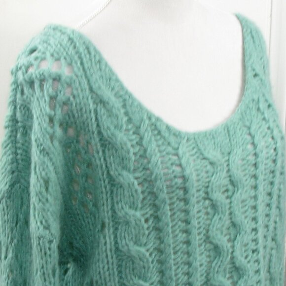 Free People Seafoam Green Open Knit Sweater Size Large - Picture 2 of 6